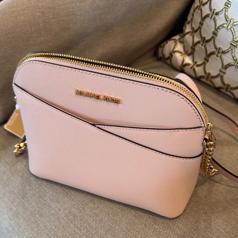 Michael Kors Light Pink Crossbody Bag with Gold Accents